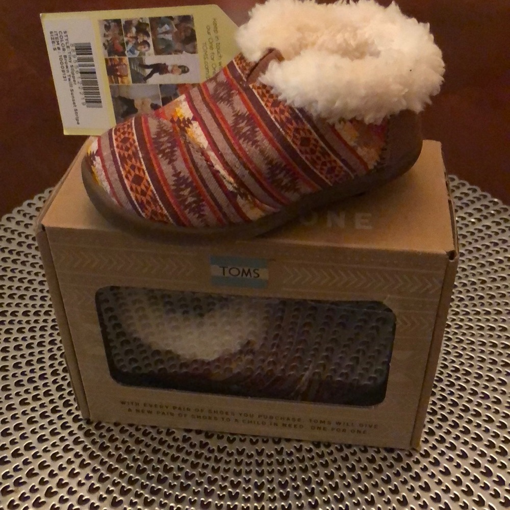 Baby Slippers Color: Brown Twill Sunset Stripe